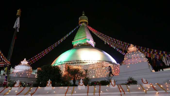 Bauddhanath Stupa During Night Time